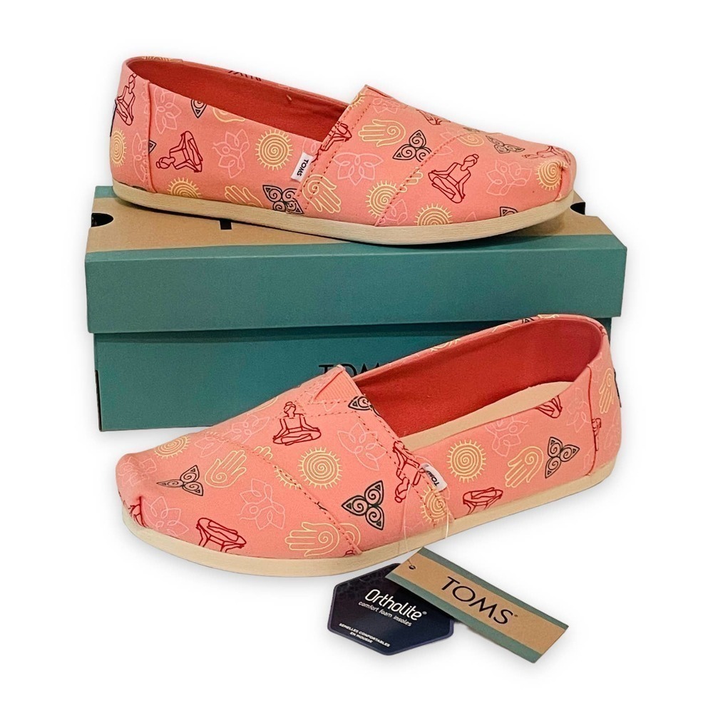 TOMS Alpargata Women's Dusty Rose Namaste Print Flat Loafer Size US 8.5